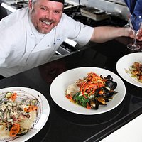 Andy presenting fresh local seafood