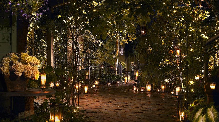 Candlelit courtyard