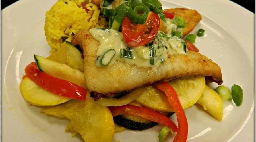 Haag and Son's Flounder w/ jalapeno cream sauce.