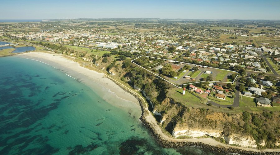 Aerial of the headland and the park