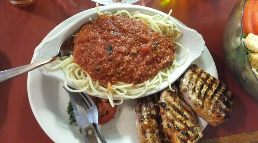 Pork Chops with a side of spaghetti