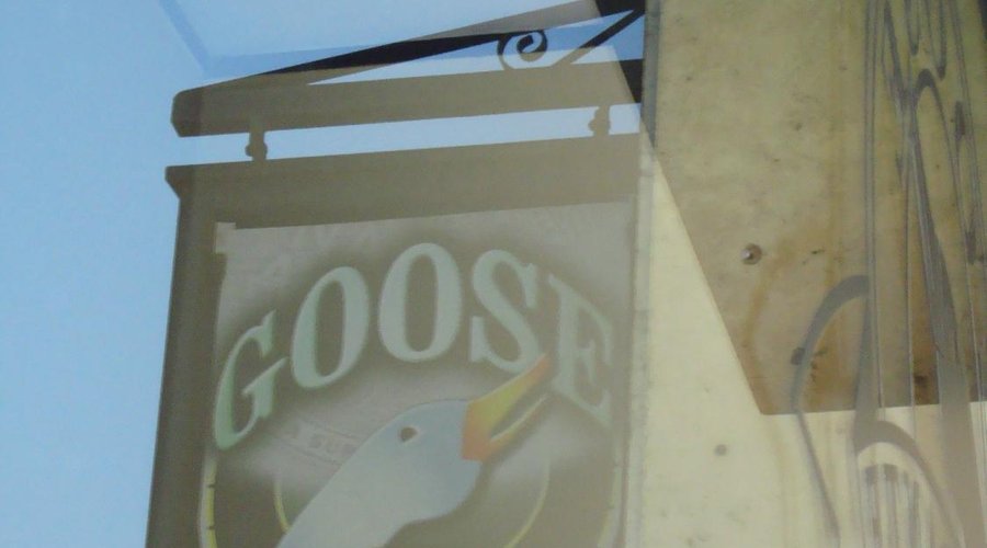 Restaurant sign from a window seat
