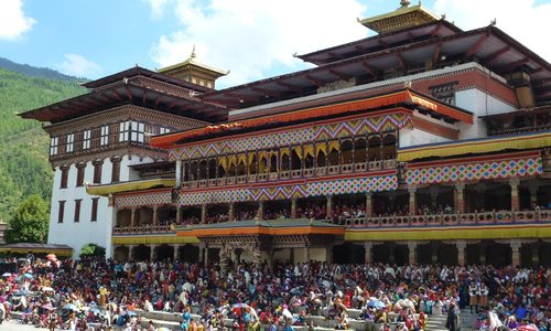 Thimpu Tshechu and the monks end of the dzong