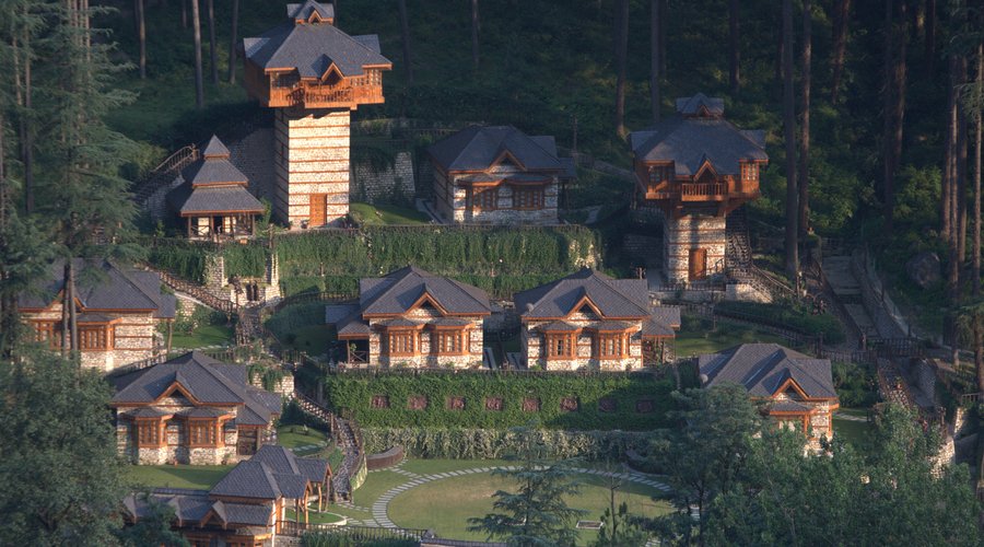 The arial shot of the resort