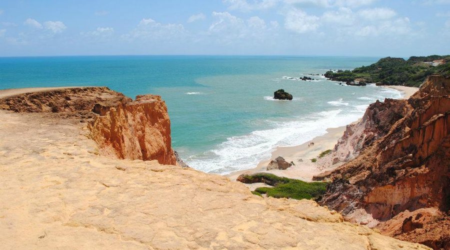 Vista das falésias na praia
