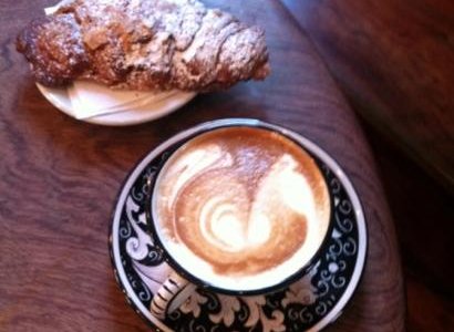 cappuccino and almond croissant
