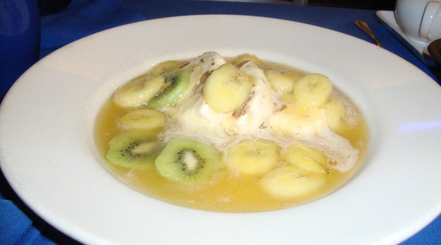 Bananas Foster for dessert, flambed right at the table!
