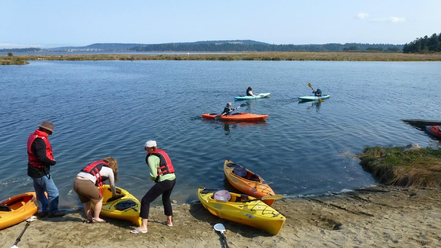 Beach/kayak launch into Nanaimo River where it meets the ocean