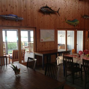                   Dining room looking out to the water.
                