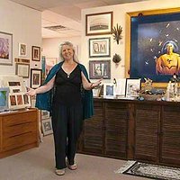 Beth Kingsley Hawkins, owner, welcomes visitors to her "everything hummingbird" gallery.