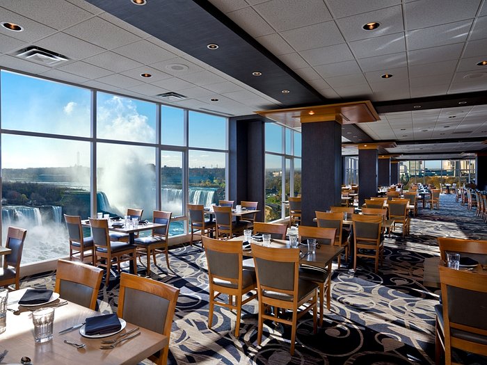 The Fallsview Restaurant features a breathtaking panoramic view of Niagara Falls