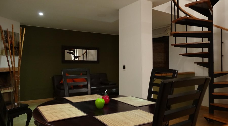 dining and downs stair in the three bedroom apartment