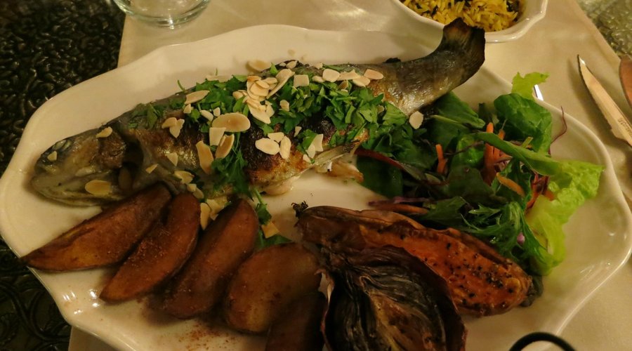                   River Dan trout and sweet potato
                