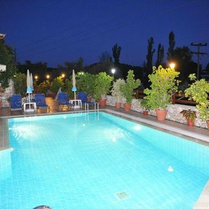 swimming pool at night