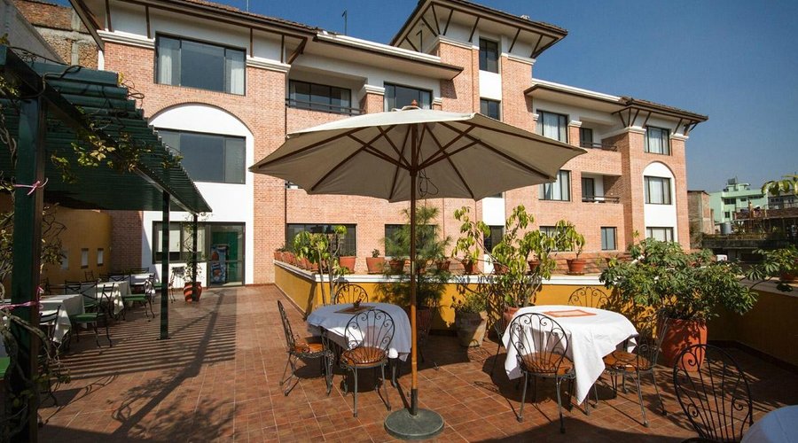 Sunny restaurant patio