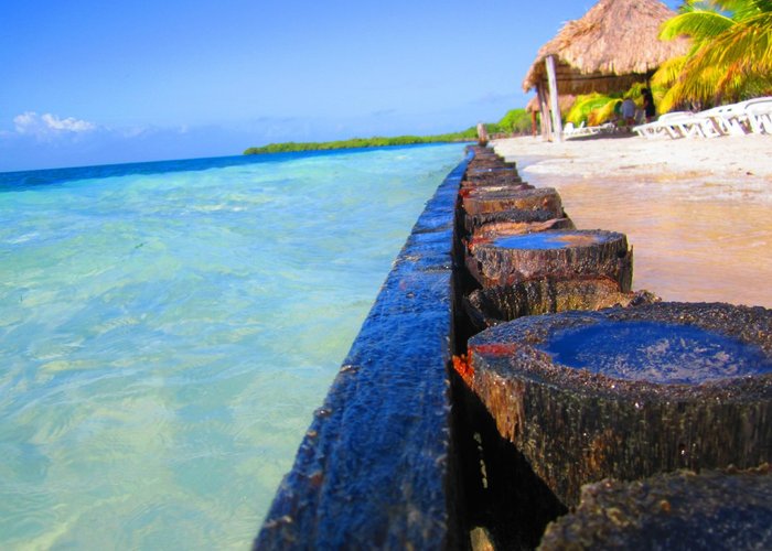                   Clear blue water.
                