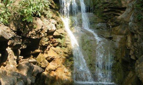                   Waterfall above the lake
                