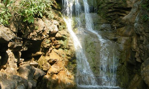                   Waterfall above the lake
                