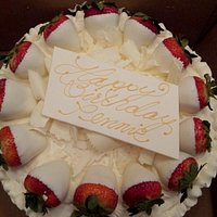 Top view of Strawberry / Grand Marnier / Chocolate mousse