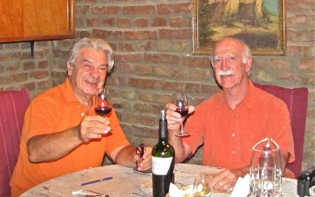                   Andres and John tasting a Malbec in the cueva
                