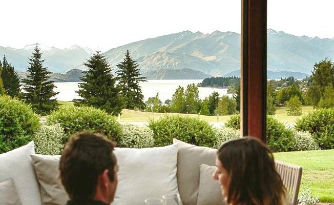 View of Lake Wanaka from the terrace.