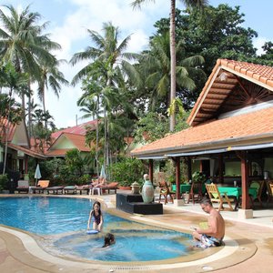                   pool side and restaurant
                