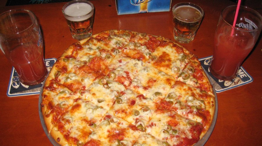 Large Cheese and Green Olive about 12 bucks.