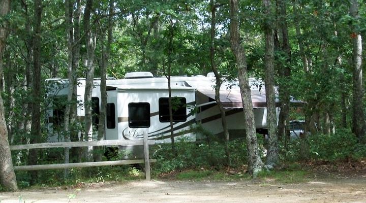 Road side looking towards the offside of an RV on site