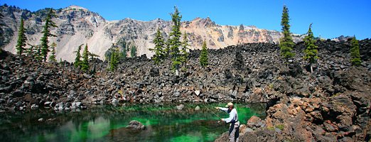 Fly-fishing on Wizard Island at Crater Lake National Park