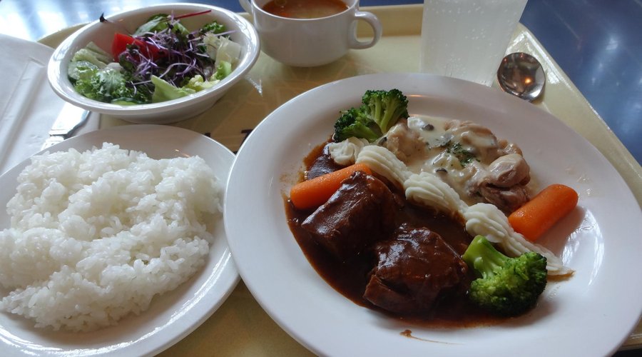 クリーム煮とフィレ肉のとりあわせ。これで２９８０円は少し高いですが、なんせ並ばずにミッキー＆ミニーに逢えるわけですから…