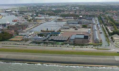 Helicopterview of the Dutch Navy Museum from the North