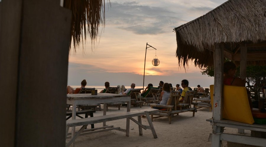 Eating on the beach