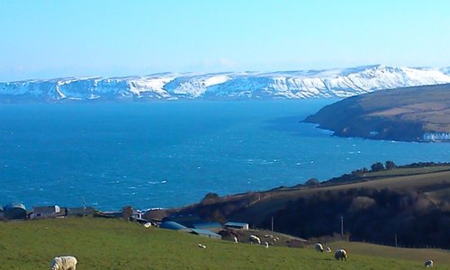 view of Cushendun from coast road