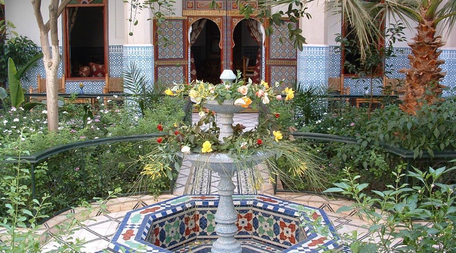 Courtyard adorned with central fountain
