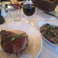 côté de veau et gratin de champignons