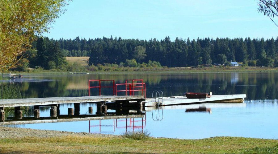 Large dock for swimming, boating, and fishing