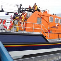 Cromer Lifeboat being winched back up ramp