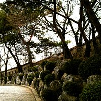 Lovely landscaping takes some of the tiredness away.