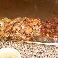 Assorted meats and seafood