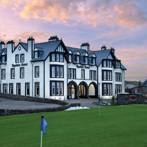 The Ugadale Hotel from Machrihanish G.C. practice green