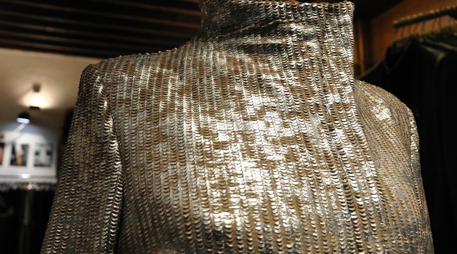 In our window on display right now: first quality leather with paillettes effect. Check it out!