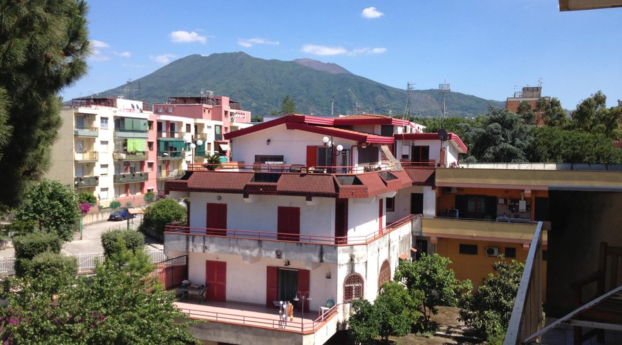 The view from my balcony - Vesuvius in the distance.