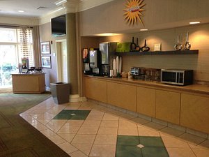 Dorm-room style amenities with a microwave built in spotlight - Picture of  La Quinta Inn & Suites by Wyndham Charlotte Airport North - Tripadvisor