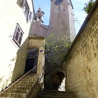 Church clock tower and bells