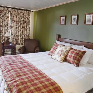 The Inn at Tomichi Village in Gunnison, image may contain: Cushion, Bed, Furniture, Painting