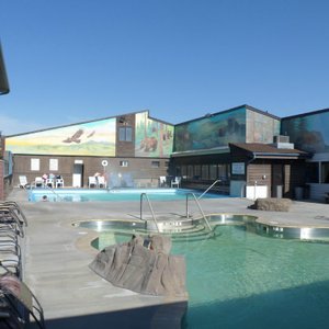 The outdoor pools in the morning