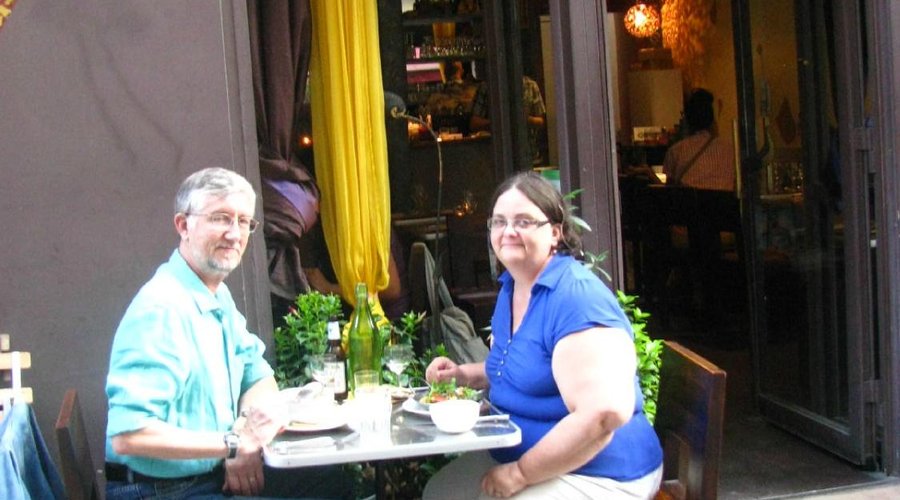 Sidewalk table outside the restaurant