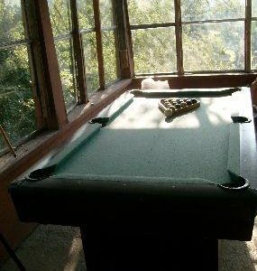 South porch with pool table (free games)