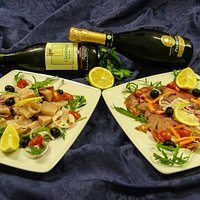 Cubetti di pesce spada affumicati e Carpaccio di tonno