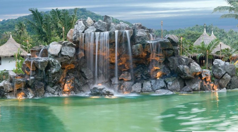 Pool with waterfall